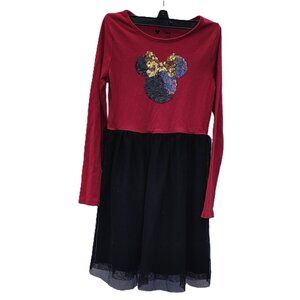 Disney Dress Red and Black with Reversable Sequin Minnie Mouse Size 6 Glitter